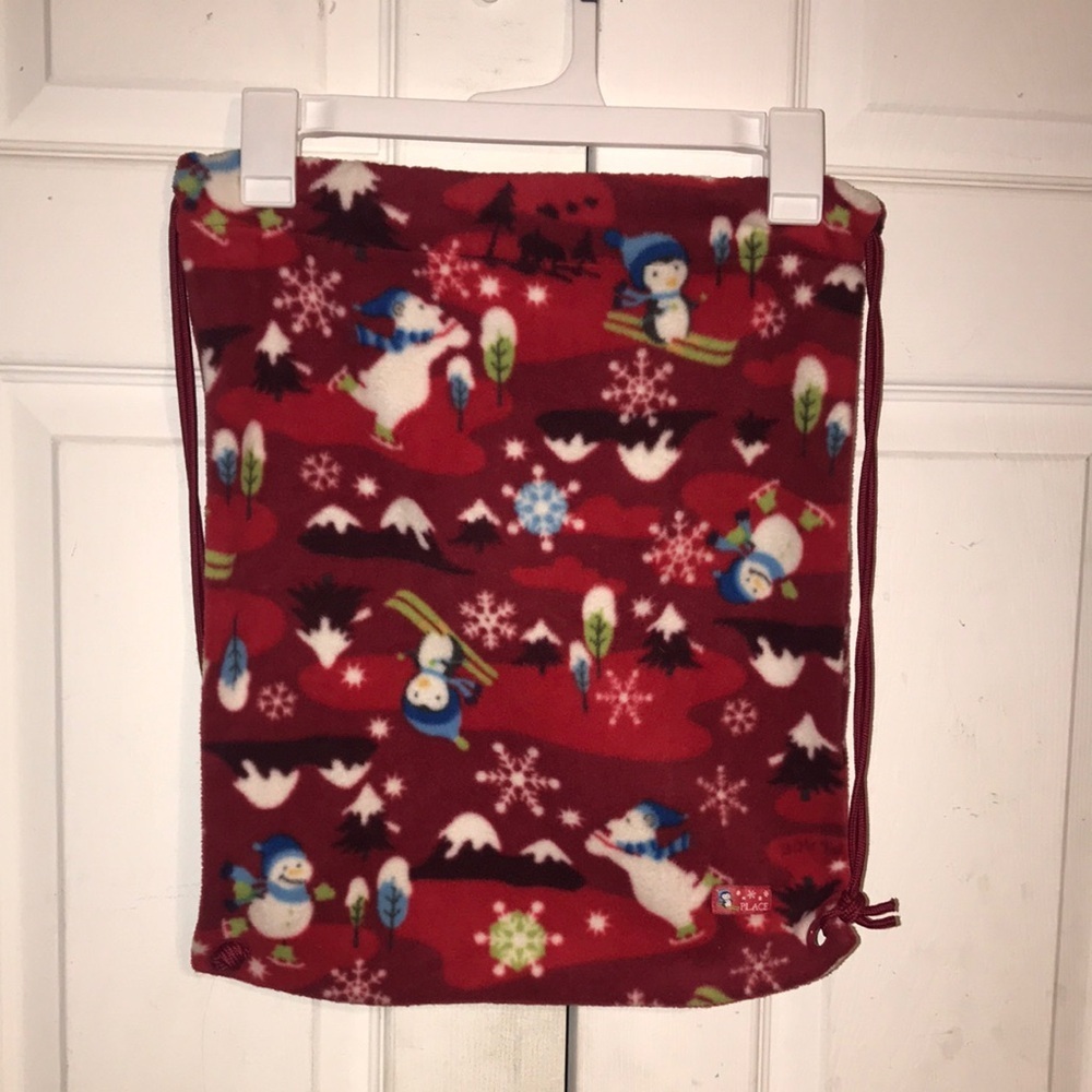 Unisex Place Red Fleece Drawstring Bag